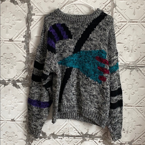 Vintage Sweaters - Vintage 80s chunky geometric grandpa sweater